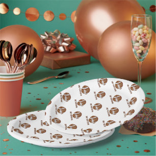 Football second year down boy birthday  paper plate