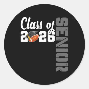 Football Senior Cl Of 2026 Graduation Senior 26 Gr Classic Round Sticker