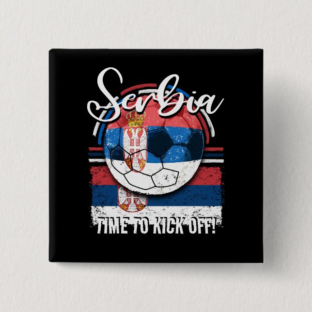 Football Serbia Flag, Serbian Soccer Team 15 Cm Square Badge (Front)