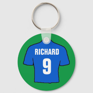 Football shirt design in blue. key ring