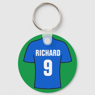 Football shirt design in blue. keychain