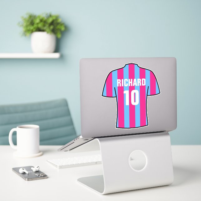 Football shirt design in Claret and blue. Sticker (Laptop On Desk)