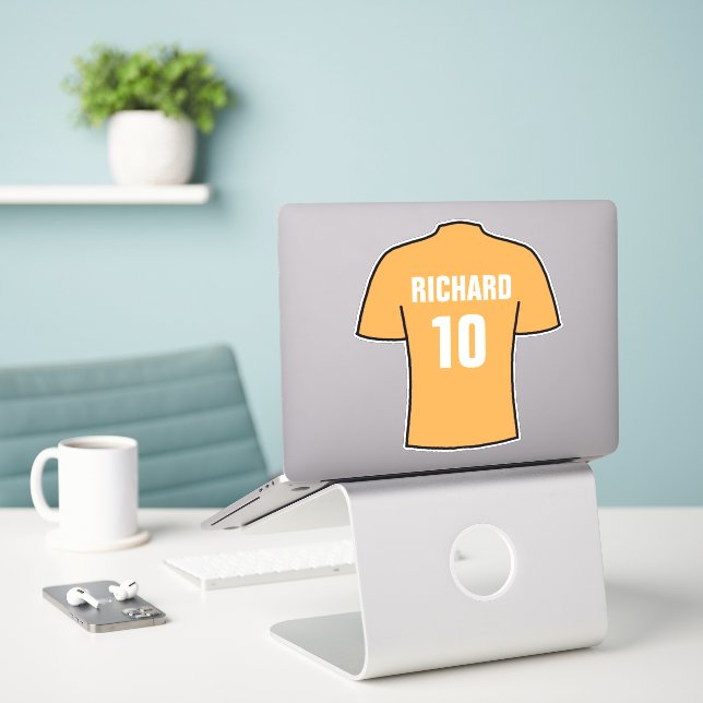 Football shirt design in old gold. sticker (Laptop On Desk)
