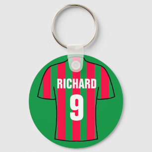 Football shirt design in red & green. keychain