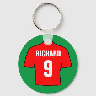 Football shirt design in red. key ring