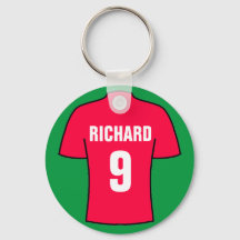 Football shirt design in red. keychain