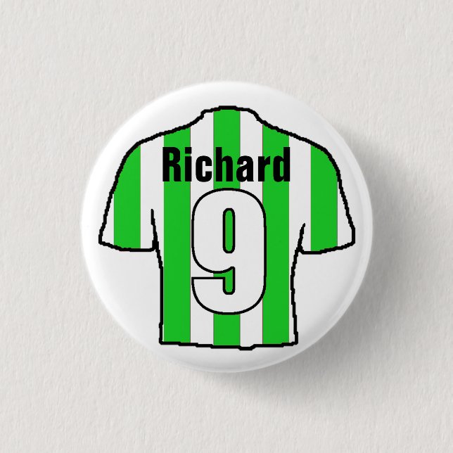 Football Shirt Design to Personalise. 3 Cm Round Badge (Front)