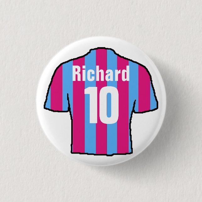 Football Shirt Design to Personalise. 3 Cm Round Badge (Front)