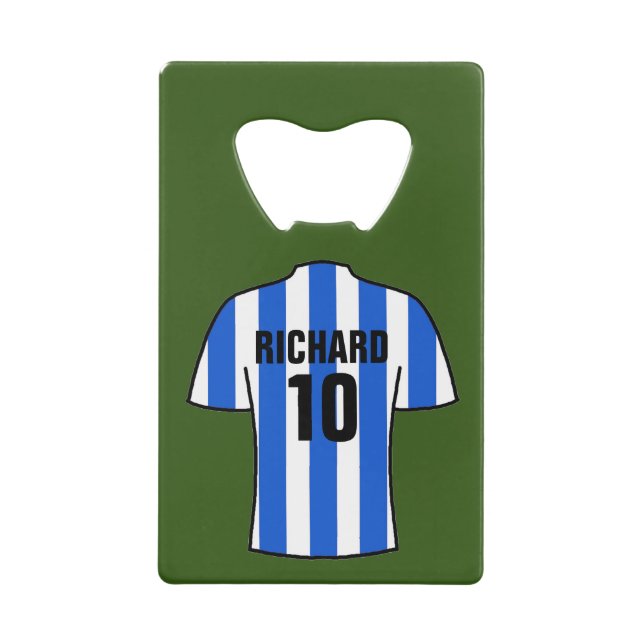 Football Shirt in Blue and White Stripes (Front)