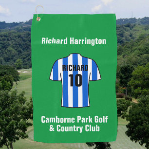 Football Shirt in Blue and White Stripes Golf Towel