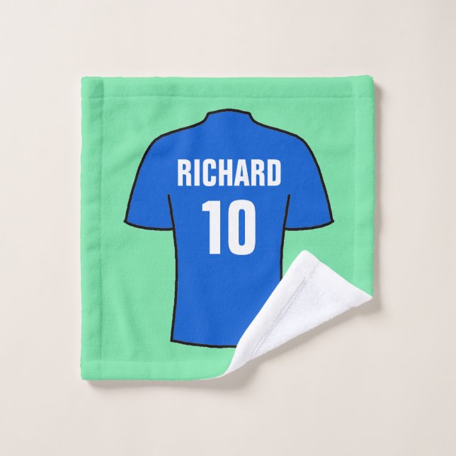 Football Shirt in Blue Wash Cloth (Wash Cloth)