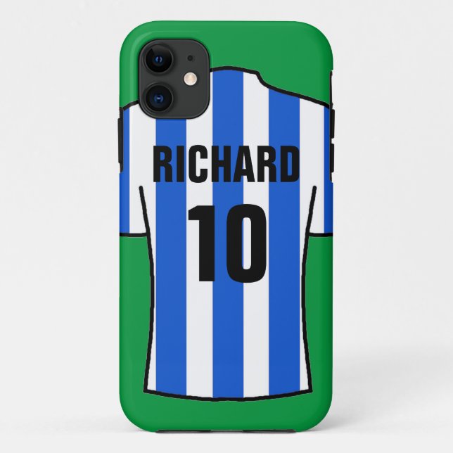 Football Shirt in Blue & White Stripes Case-Mate iPhone Case (Back)