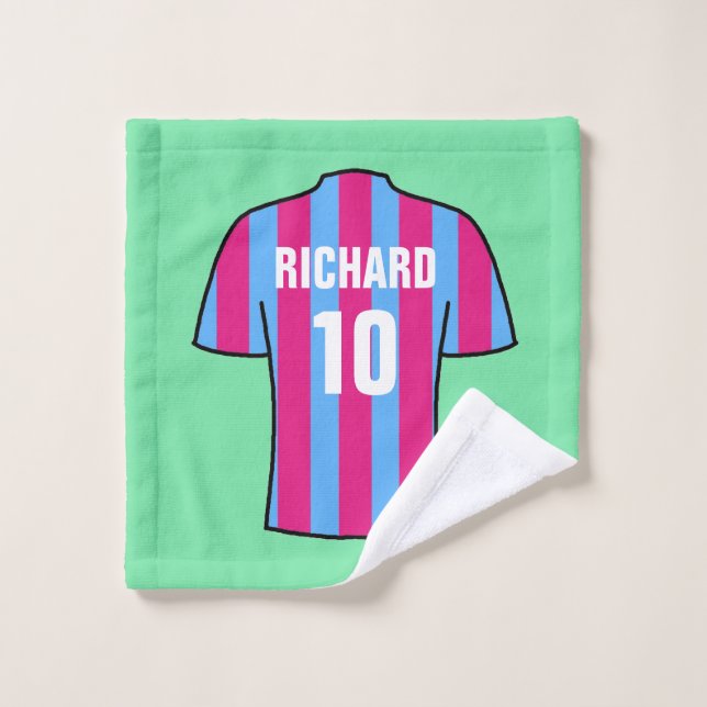 Football Shirt in Claret and Blue Wash Cloth (Wash Cloth)