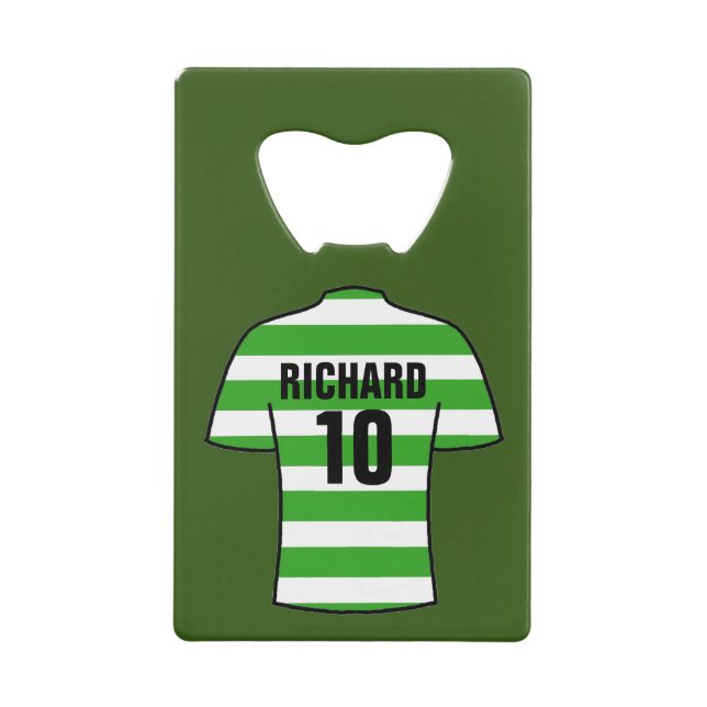 Football Shirt in Green and White Hoops (Front)