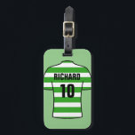Football Shirt in Green Hoops Luggage Tag<br><div class="desc">Create a Luggage tag with your choice of football shirt with an added name and number. Green Hoops Football Shirt.</div>