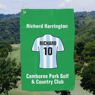 Football Shirt in Light Blue or Sky Blue Stripes Golf Towel