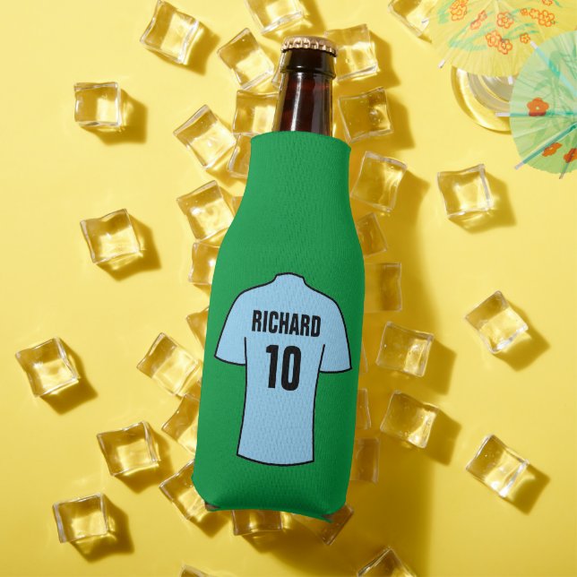 Football Shirt in Light Blue Sky Blue Bottle Cooler (In Situ Summer)