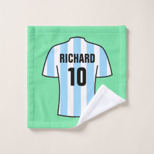 Football Shirt in Light Blue Stripes Wash Cloth