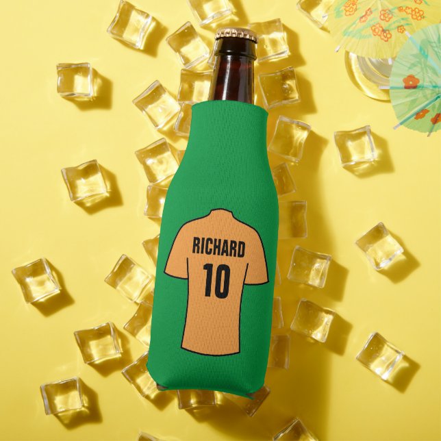 Football Shirt in Orange Old Gold Bottle Cooler (In Situ Summer)