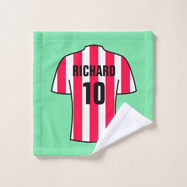 Football Shirt in Red Stripes Wash Cloth (Wash Cloth)
