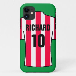 Football Shirt in Red & White Stripes iPhone 11 Case