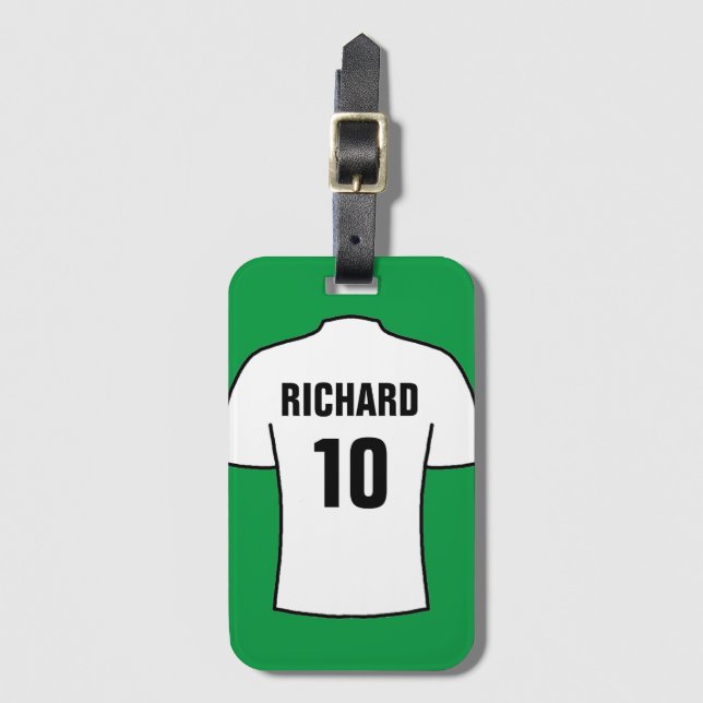 Football Shirt in White Luggage Tag (Front Vertical)