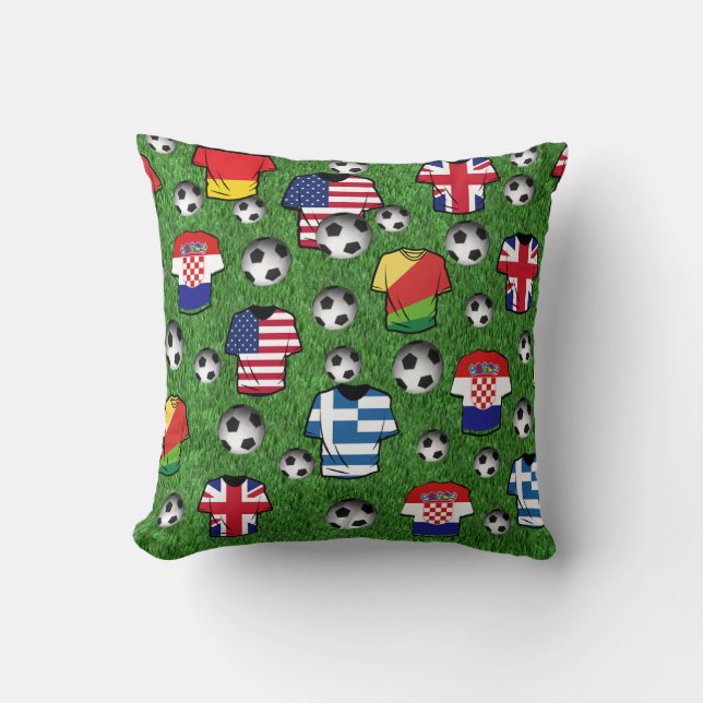 Football Shirts and footballs Throw Pillow (Front)