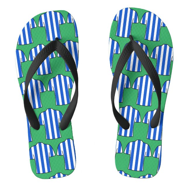 Football Shirts Design in Blue Stripes Flip Flops (Footbed)