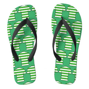 Football Shirts Design in Green Hoops Flip Flops