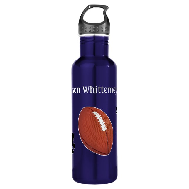 Football Silhouetted Players and Ball personalise 710 Ml Water Bottle (Front)