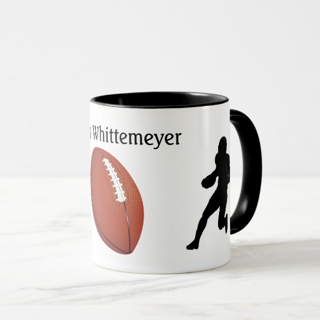 Football Silhouetted Players and Ball personalize Mug (Front Right)