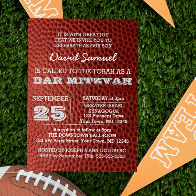 Football Silver Bar Mitzvah Invitation (Creator Uploaded)