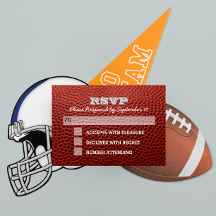 Football Silver Bar Mitzvah RSVP Card