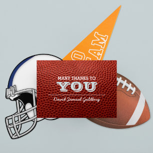 Football Silver Bar Mitzvah Thank You Note