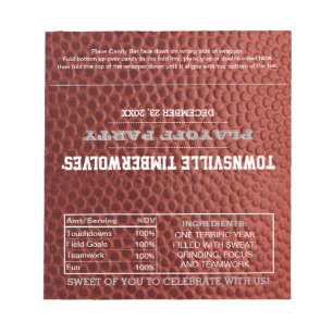 Football Silver Party Favour Chocolate Wrappers Notepad