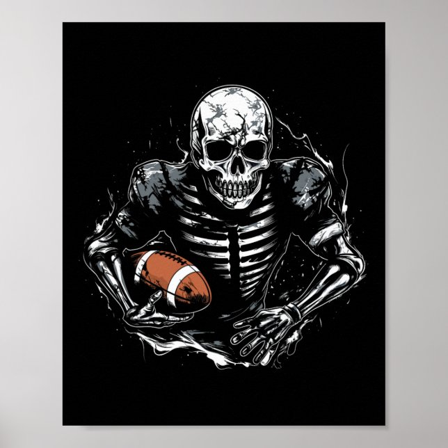 Football Skeleton Football Player Halloween Spooky Poster (Front)