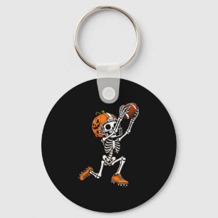 Football skeleton halloween pumpkin key ring