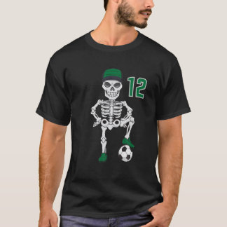 Football Skeleton Jersey Number 12 Team Gift T-Shirt