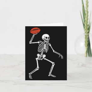 Football Skeleton Playing Football Halloween Skull Card