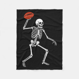 Football Skeleton Playing Football Halloween Skull Fleece Blanket