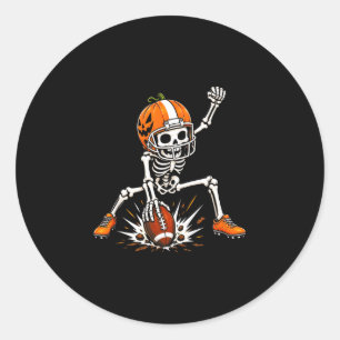 Football skeleton pumpkin halloween costume boys classic round sticker