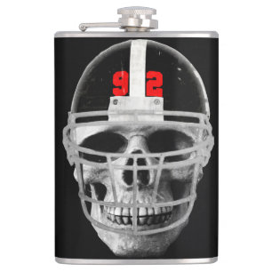 Football skull hip flask