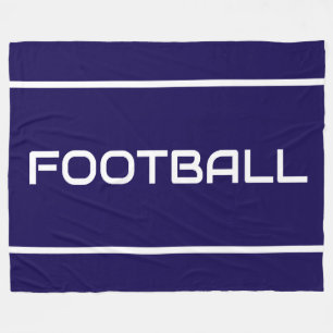 FOOTBALL Sleek White Text Stripes On Navy Blue Fleece Blanket