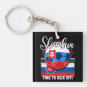 Football Slovakia Flag, Distressed Soccer Ball Key Ring
