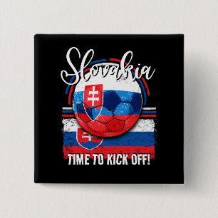 Football Slovakia Flag, Vintage Soccer Ball 15 Cm Square Badge