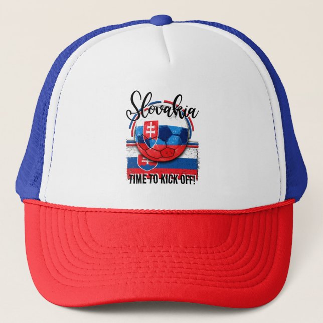 Football Slovakia Flag, Vintage Soccer  Trucker Hat (Front)