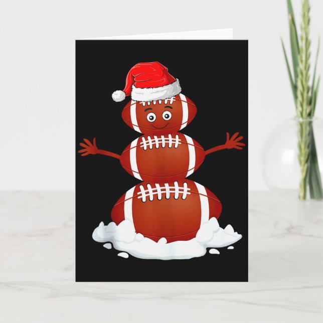 Football Snowman Xmas Holiday Srts Player Funny Ch Card (Front)