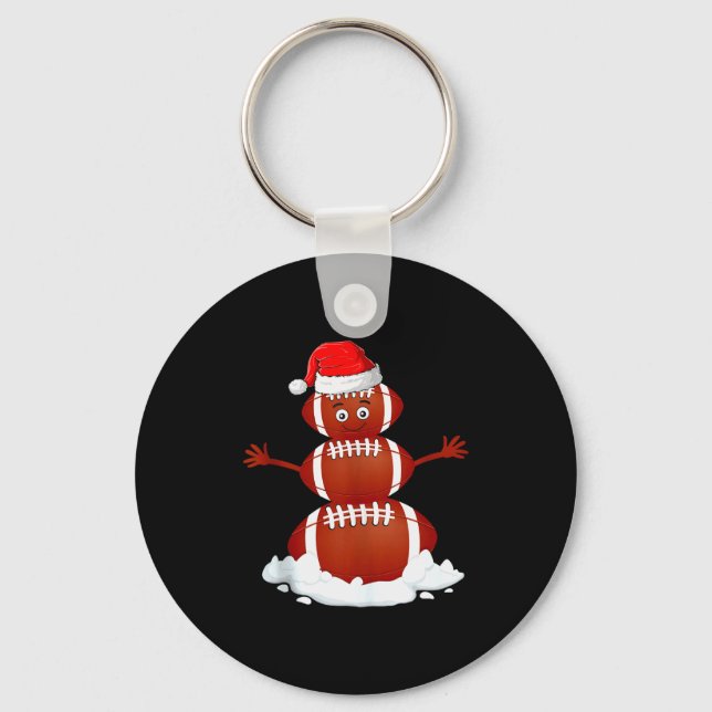 Football Snowman Xmas Holiday Srts Player Funny Ch Key Ring (Front)