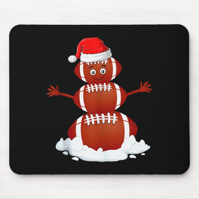 Football Snowman Xmas Holiday Srts Player Funny Ch Mouse Mat (Front)