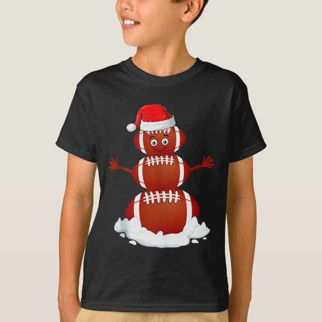 Football Snowman Xmas Holiday Srts Player Funny Ch T-Shirt (Front)